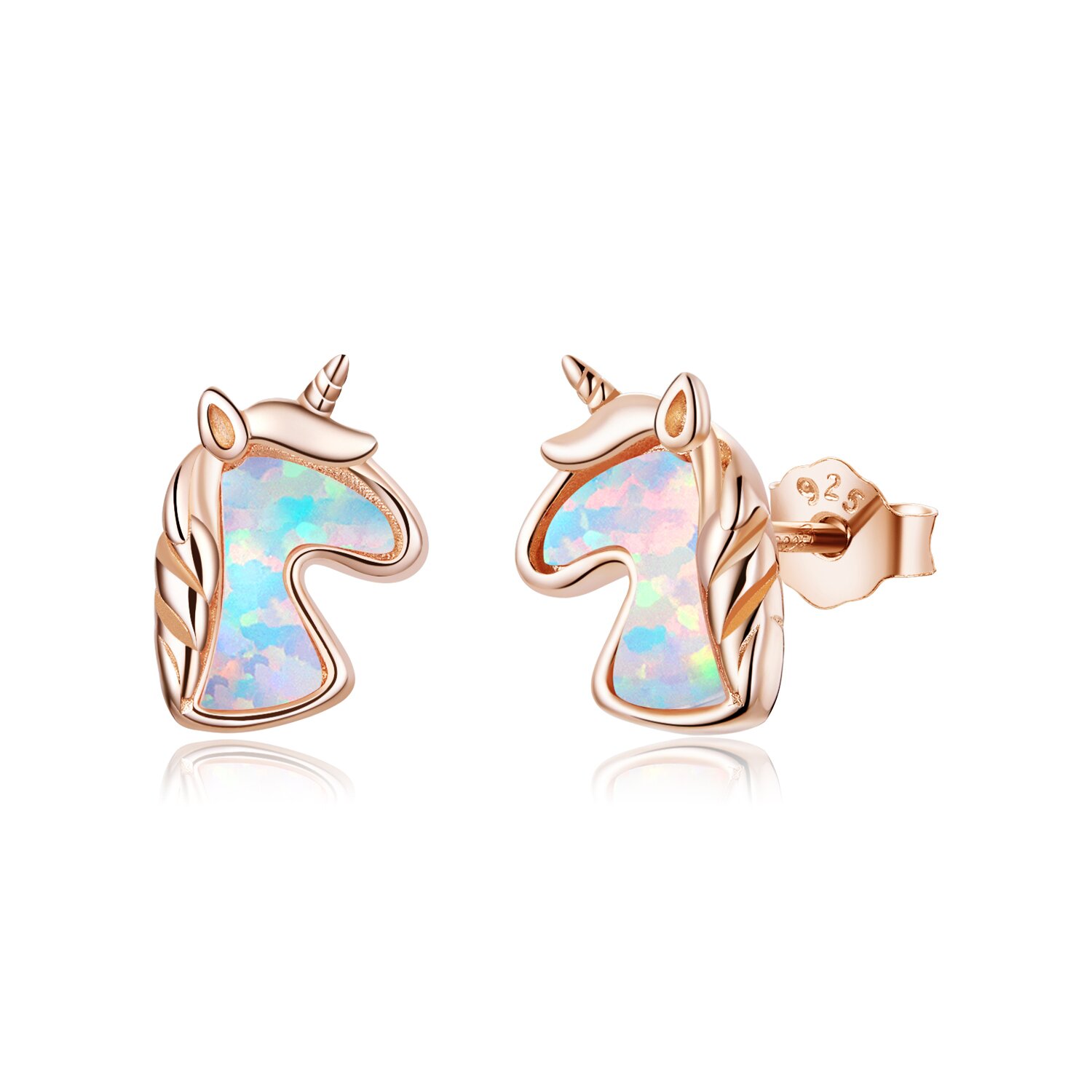 Cercei din argint Color Rose Gold Unicorns EdenBoutique poza noua reduceri 2022