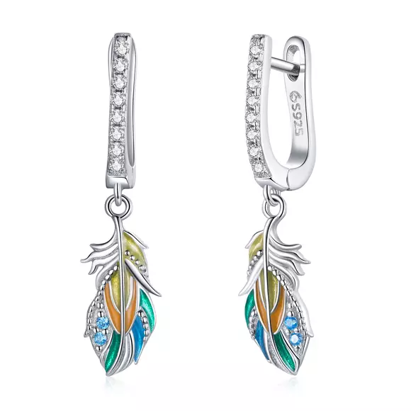 Cercei din argint Colorful Feathers
