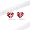 Cercei din argint Cross Red Heart picture - 2