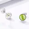 Cercei din argint cu Cristale Verzi Peridot