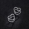Cercei din argint Double Heart Stud picture - 5