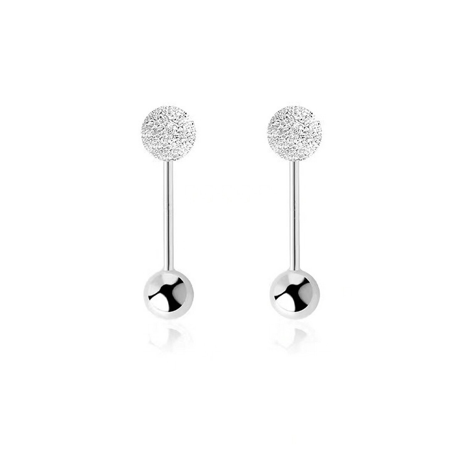 Cercei din argint double spheres