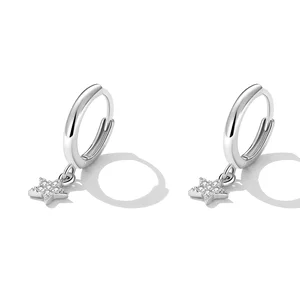 Cercei din argint Dropped Star Hoops