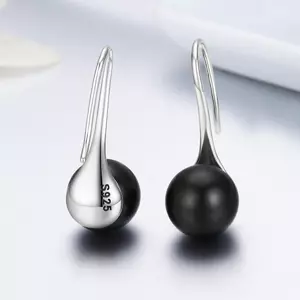 Cercei din argint Elegant Pearls black
