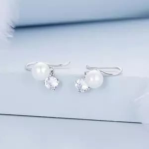 Cercei din argint Elegant Pearls Shine Crystals