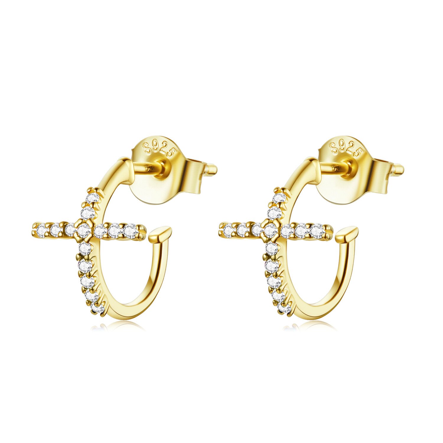 Cercei din argint golden arched crosses
