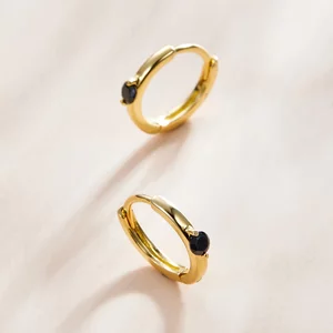 Cercei din argint Golden Black Crystal