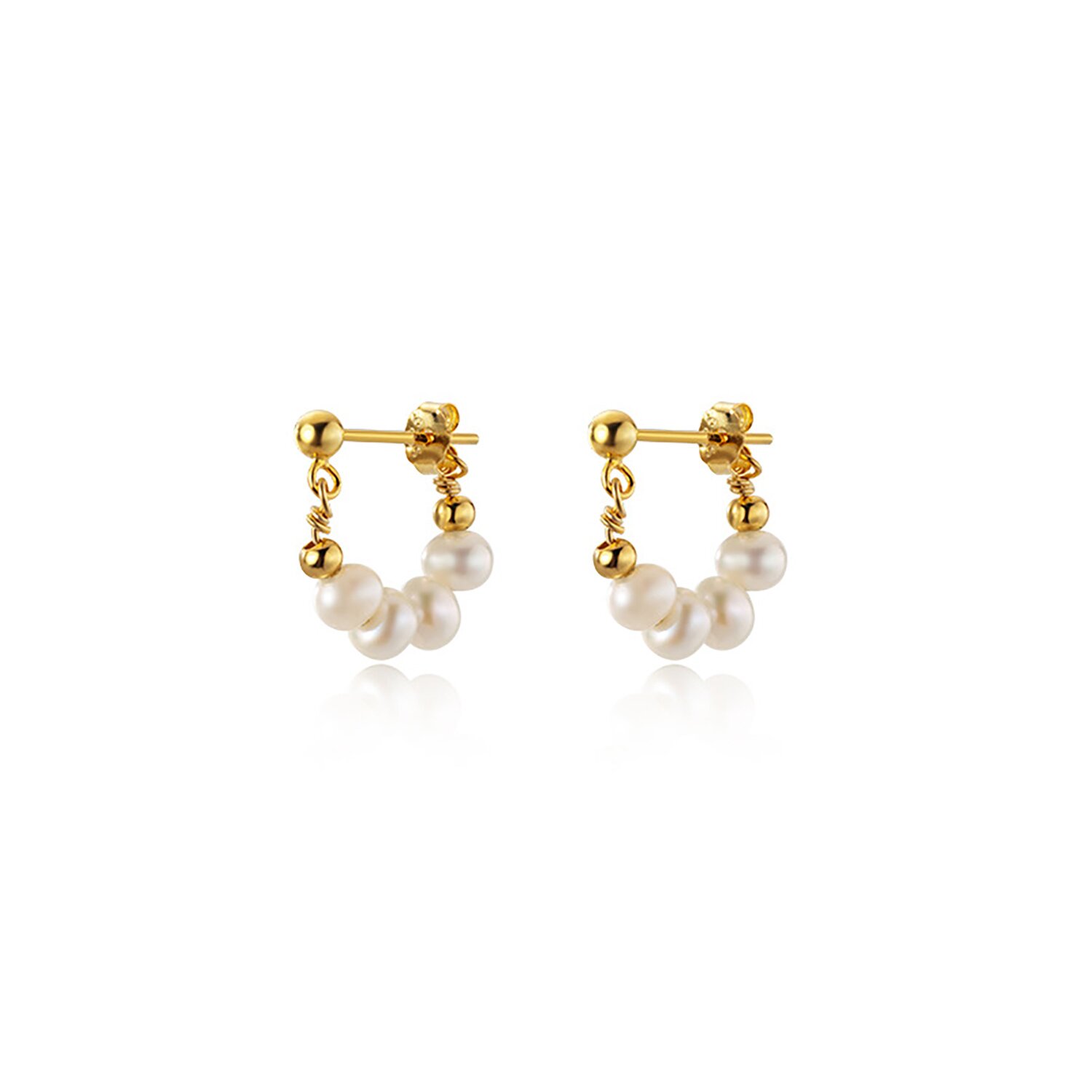 Cercei din argint golden chained pearls