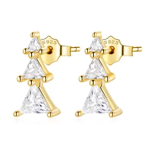 Cercei din argint Golden Christmas Tree Crystals