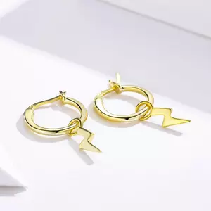 Cercei din argint Golden Lightning Hoops