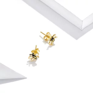 Cercei din argint Golden Little Bees