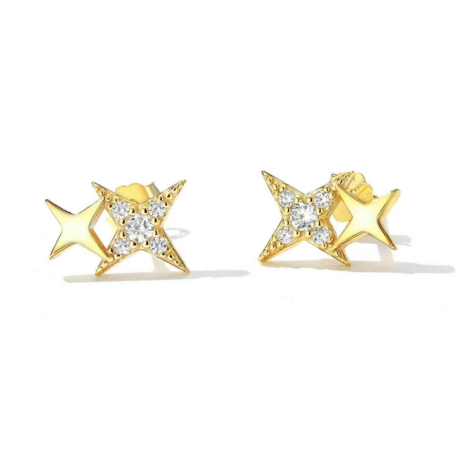 Cercei din argint golden mini stars