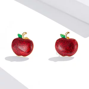 Cercei din argint Golden Red Apples