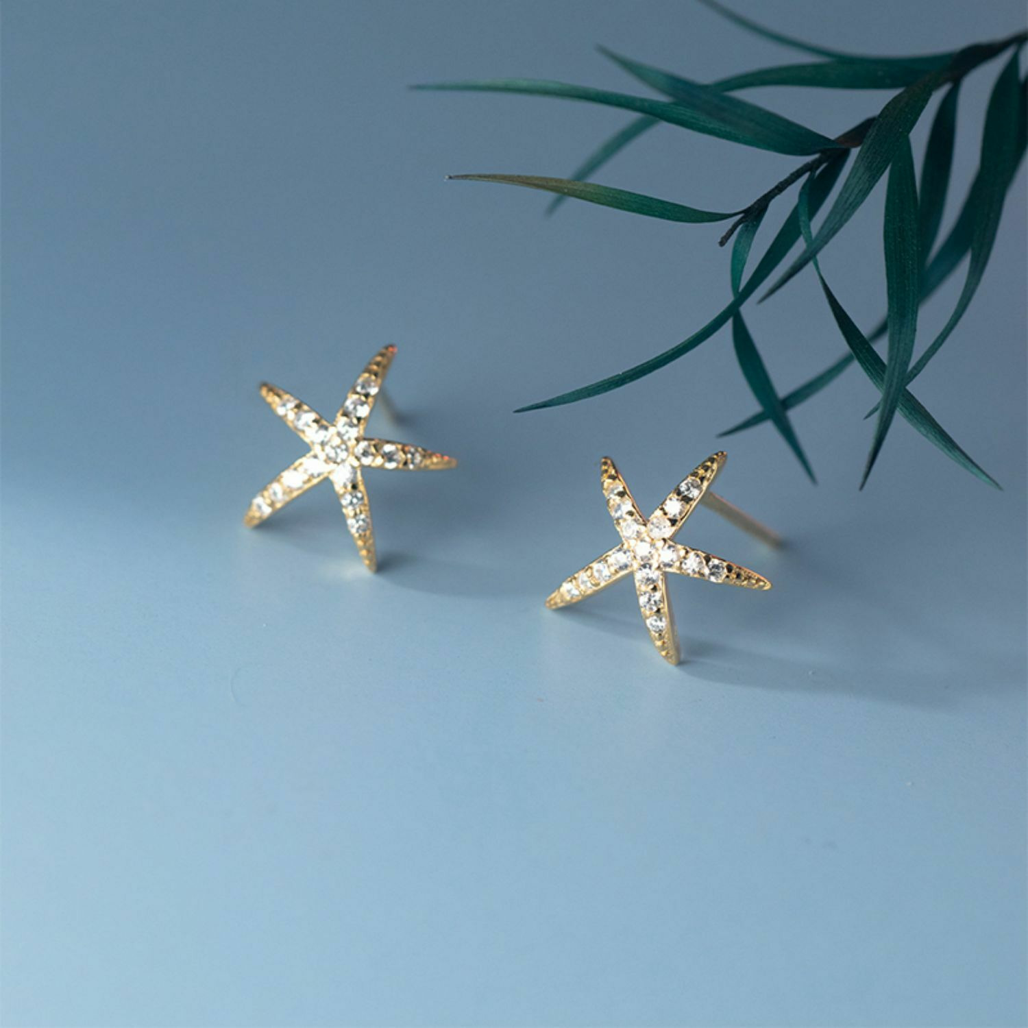 Cercei din argint Golden Sea Star image0