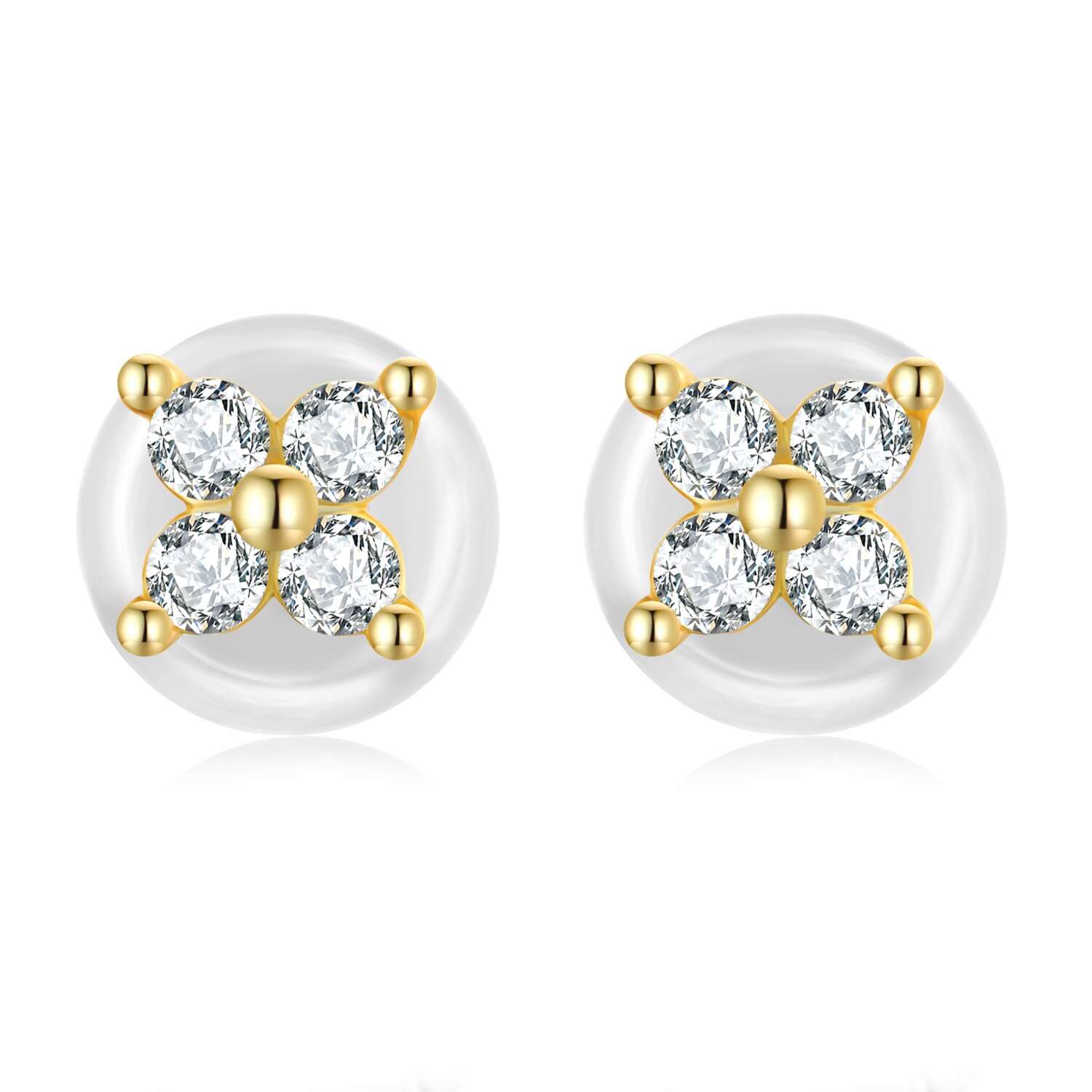 Cercei din argint golden studded plus