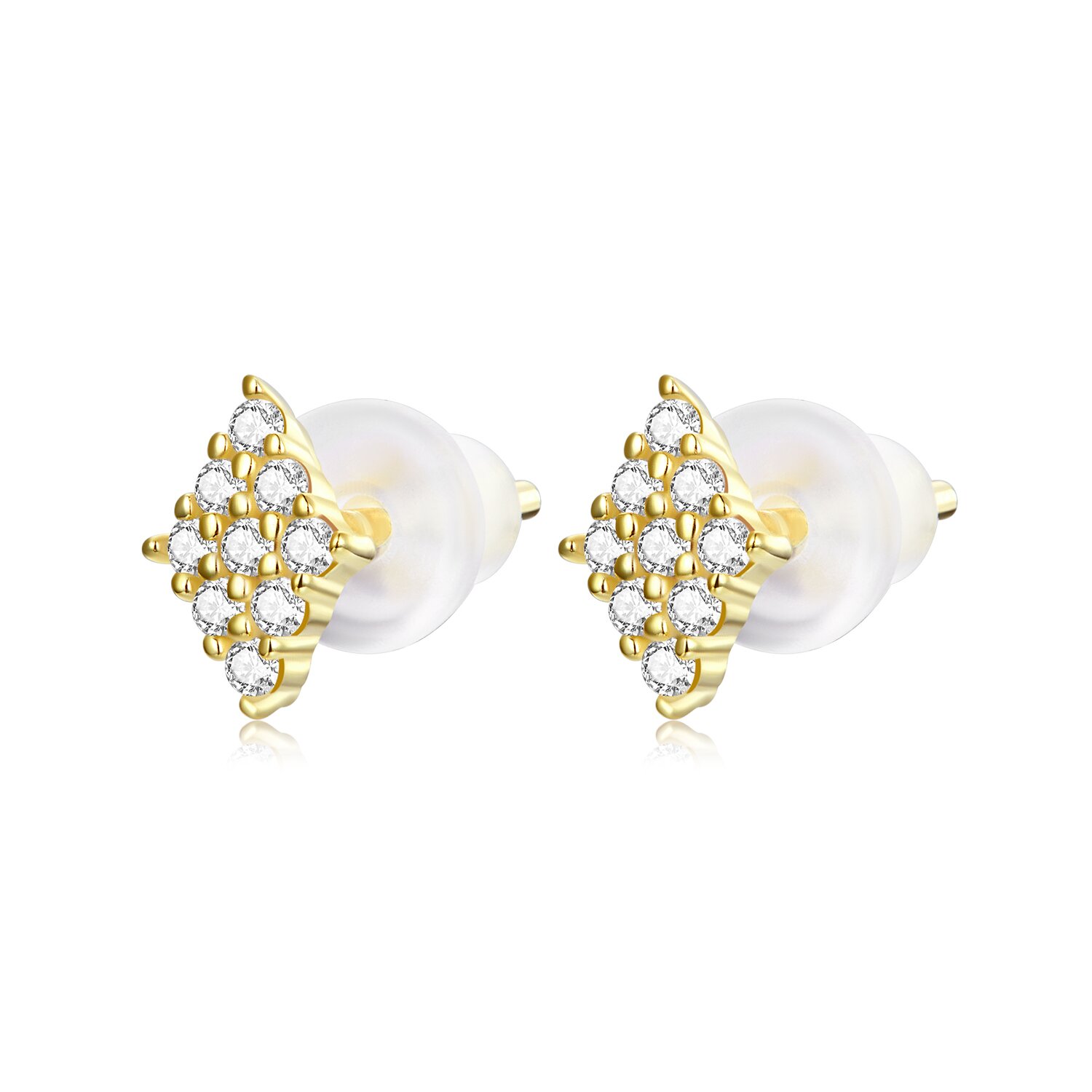 Cercei din argint golden studded rhombe