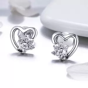 Cercei din argint Heart Crystal Paws