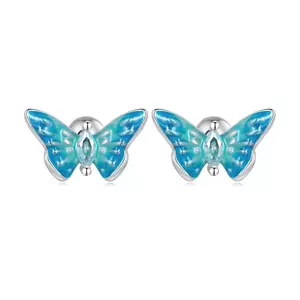 Cercei din argint Light Blue Butterflies