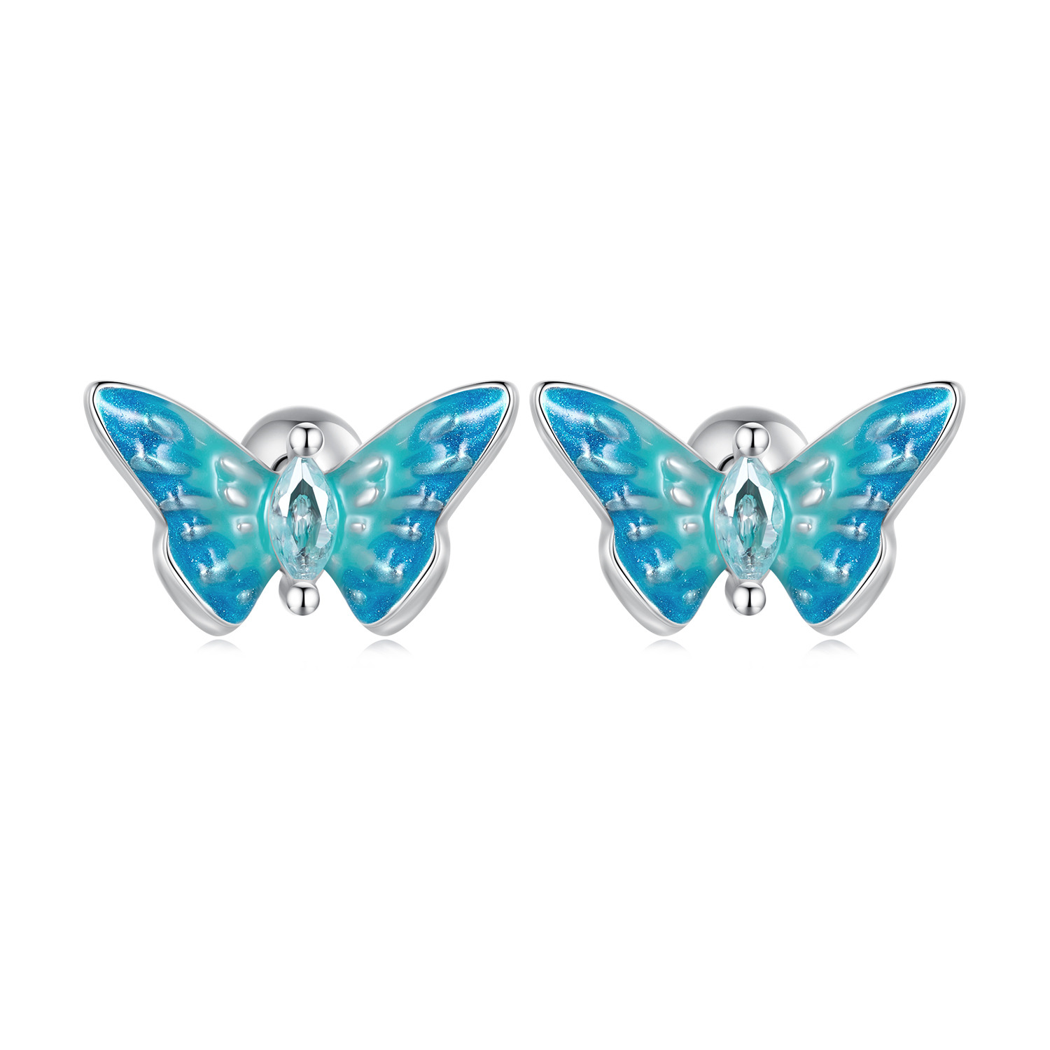 Cercei din argint Light Blue Butterflies image13