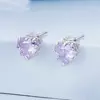 Cercei din argint Light Purple Crystal Heart picture - 2
