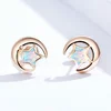 Cercei din argint Opal Moon and Stars Rose Gold picture - 3