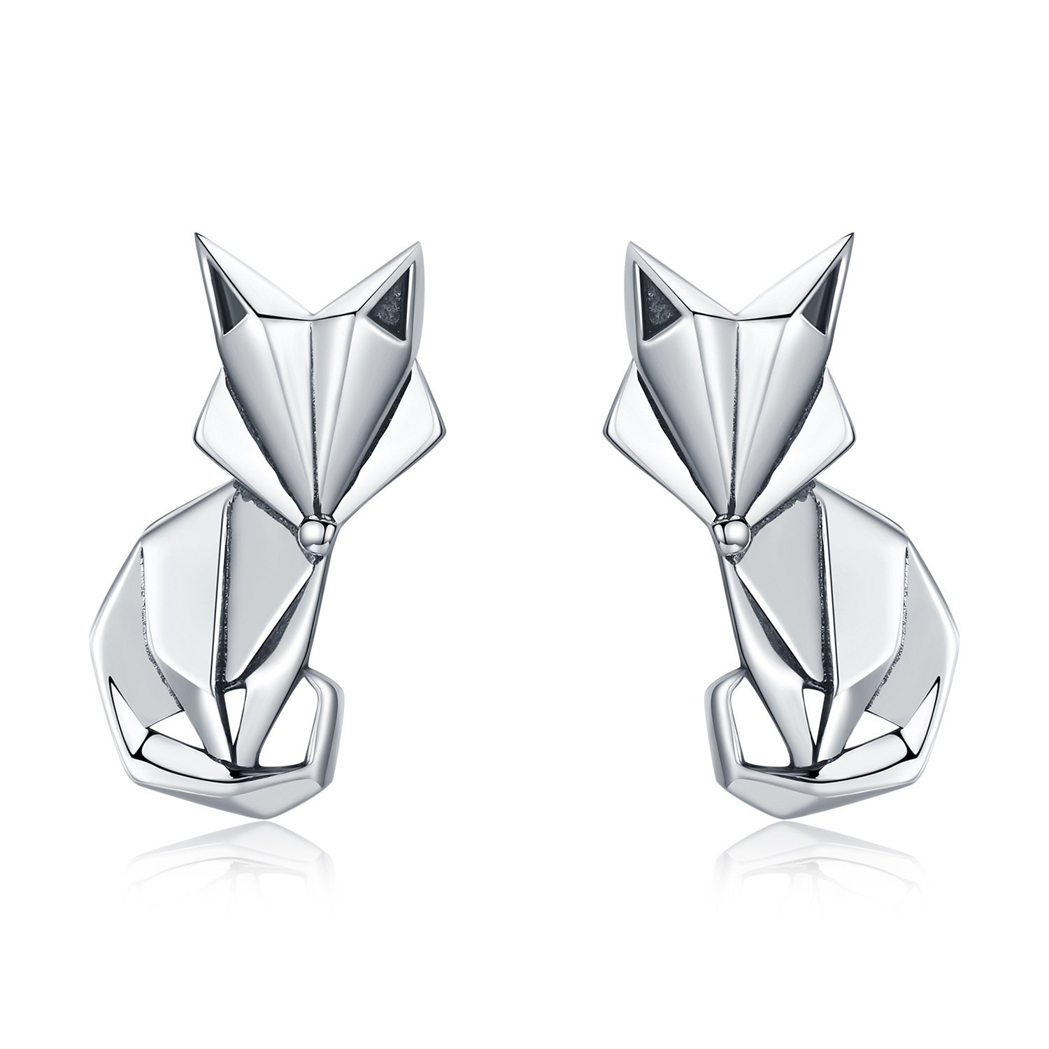 Cercei din argint Origami Fox