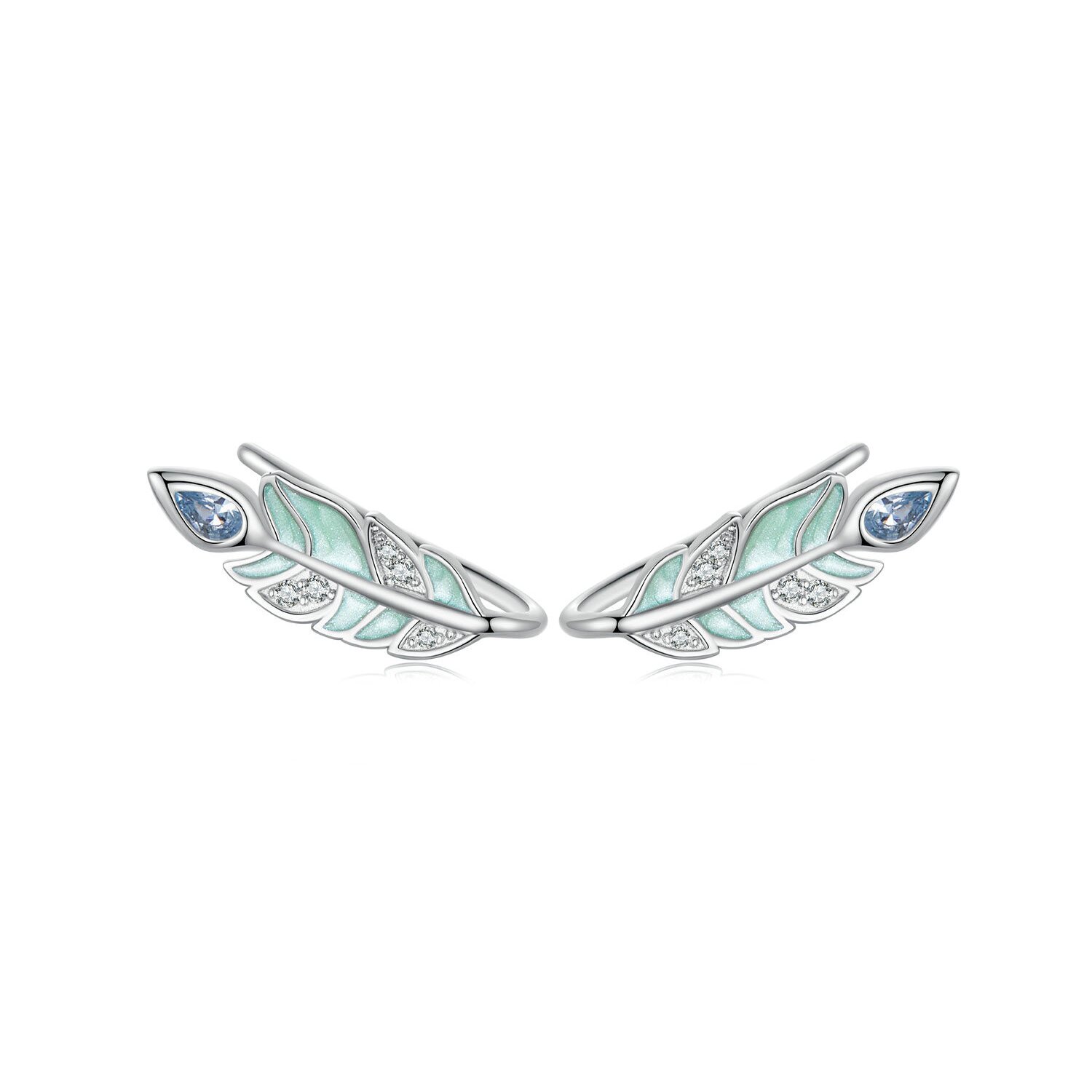 Cercei din argint Peacock Feather