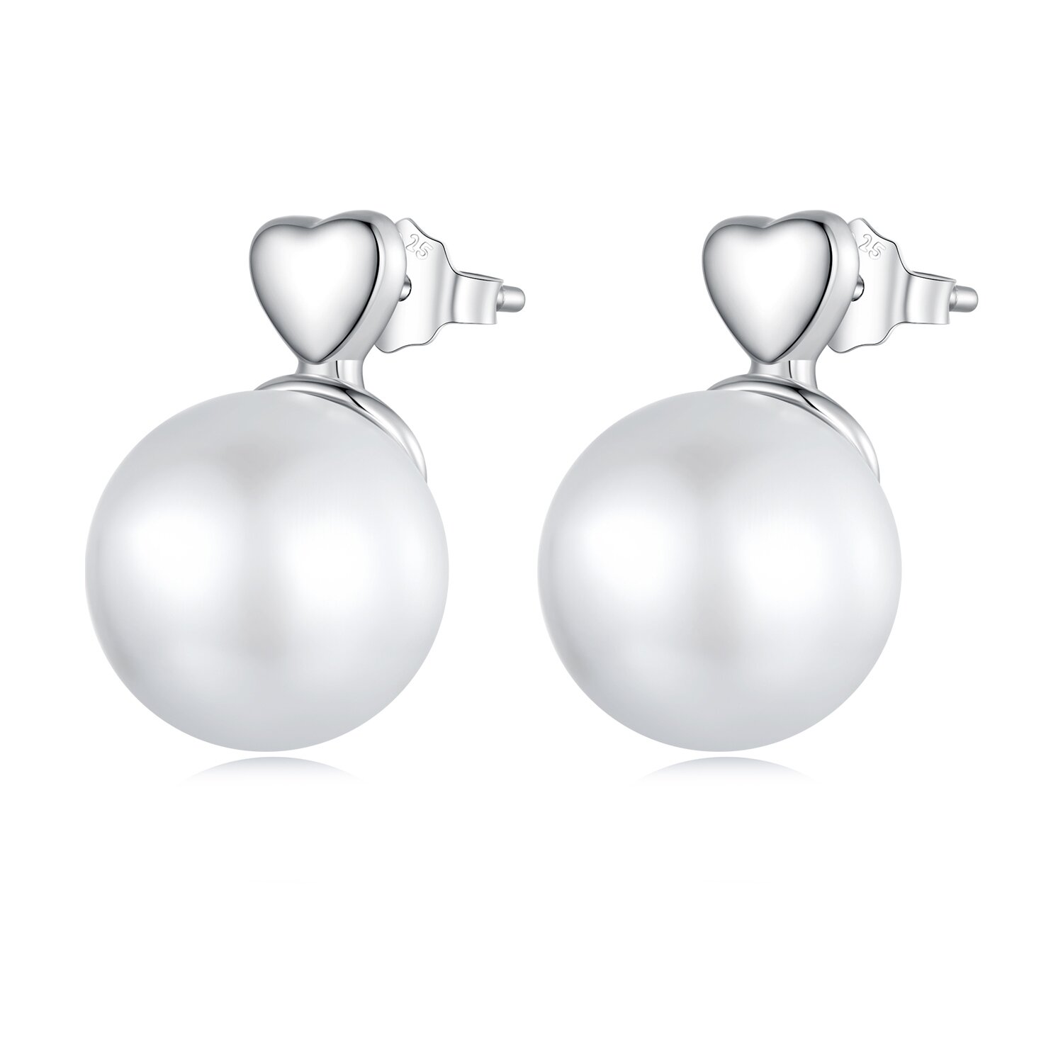 Cercei din argint pearl heart