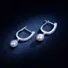 Cercei din argint Pearls & Crystals Hoops