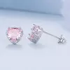 Cercei din argint Pink Crystal Heart picture - 3