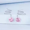 Cercei din argint Pink Crystal Long Chain picture - 2