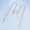 Cercei din argint Pink Crystal Long Chain picture - 4