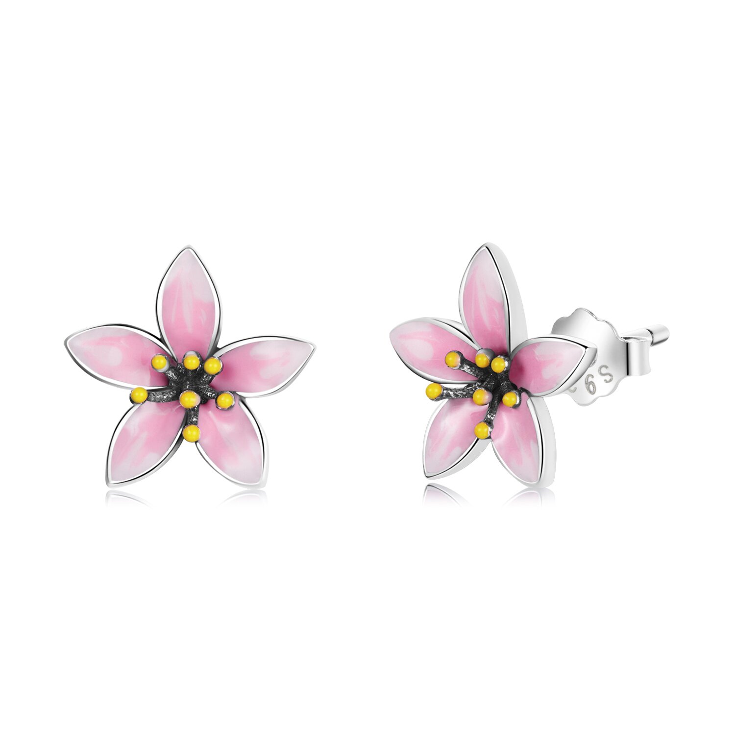 Cercei din argint pink lily