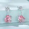 Cercei din argint Pink Sparkling Heart picture - 4