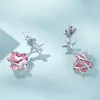 Cercei din argint Pink Sparkling Heart picture - 3