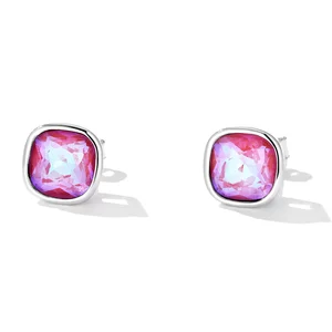 Cercei din argint Pink Square