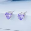 Cercei din argint Purple Crystal Heart picture - 2