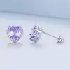 Cercei din argint Purple Crystal Heart picture - 3