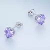 Cercei din argint Purple Crystal Heart picture - 4