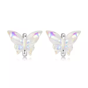 Cercei din argint Rainbow Glass Butterfly