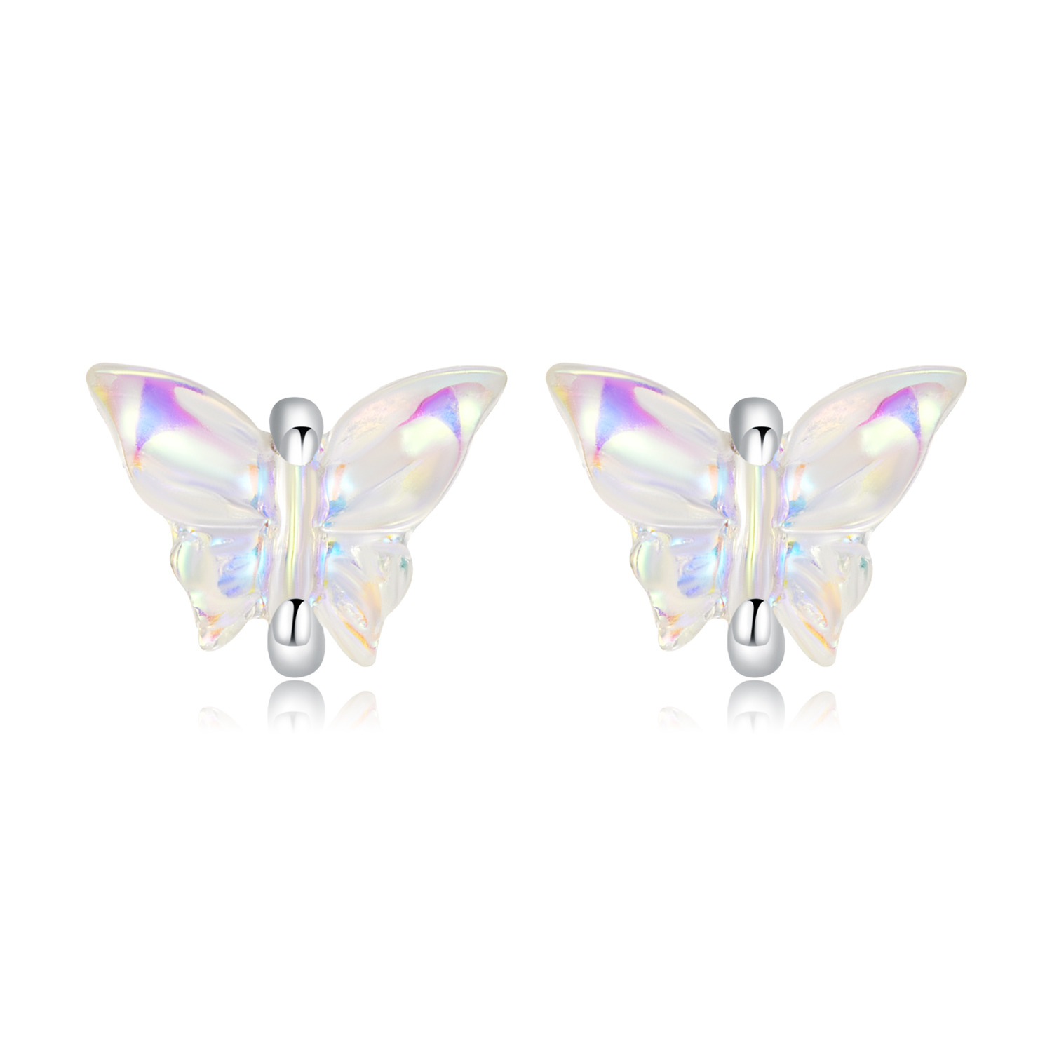 Cercei din argint Rainbow Glass Butterfly image8