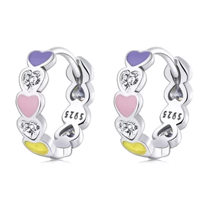 Cercei din argint Rainbow Hearts
