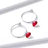 Cercei din argint Red Hearts Hoops picture - 3