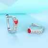 Cercei din argint Red Small Heart Hoops picture - 2