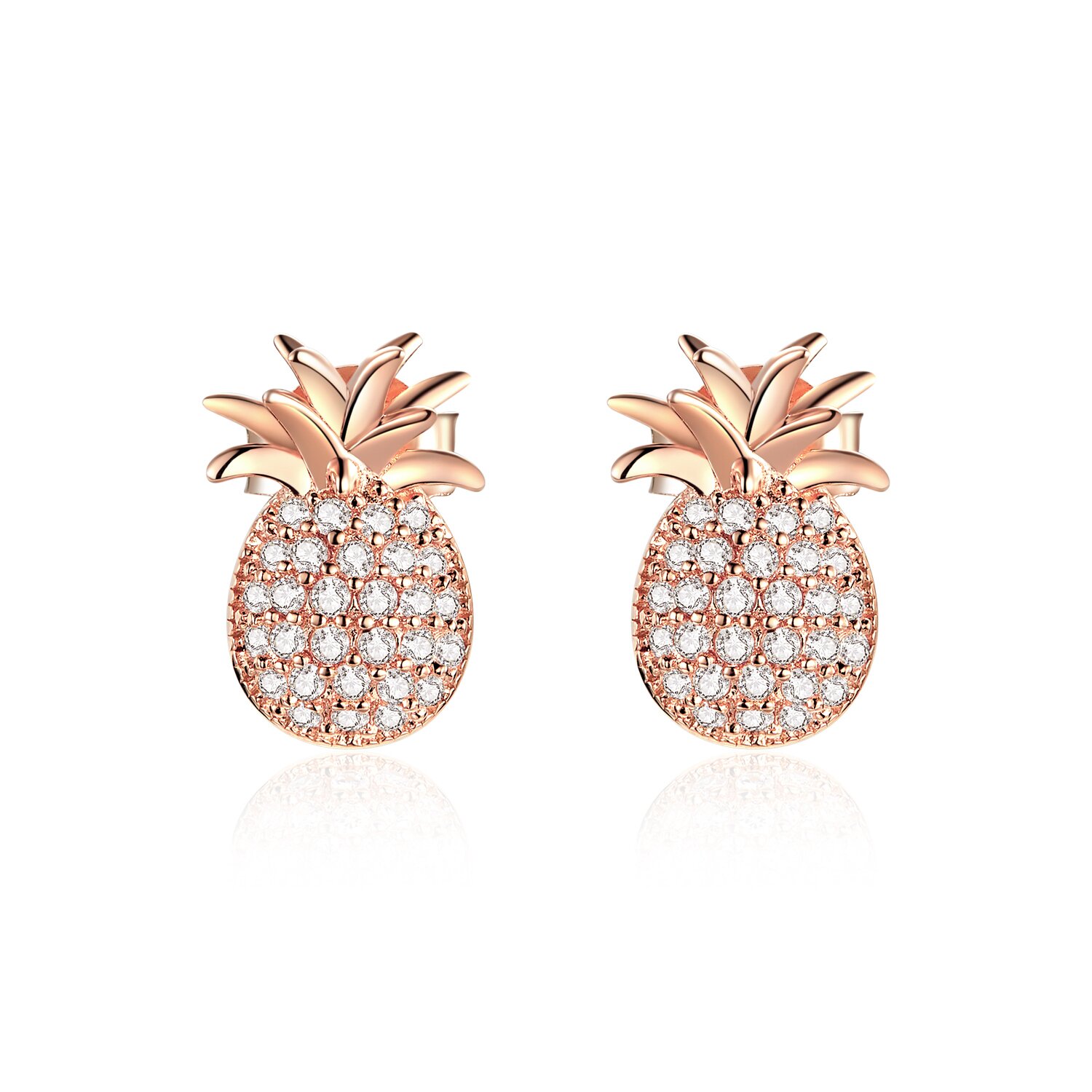 Cercei din argint Rose Gold Shiny Pineapple EdenBoutique poza noua reduceri 2022