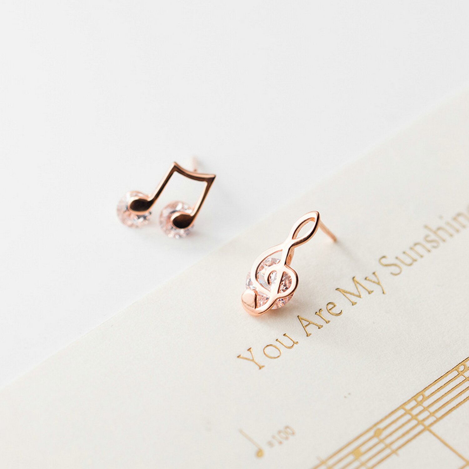 Cercei din argint rose sparkling music