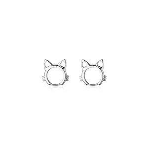Cercei din argint Round Cat Ears