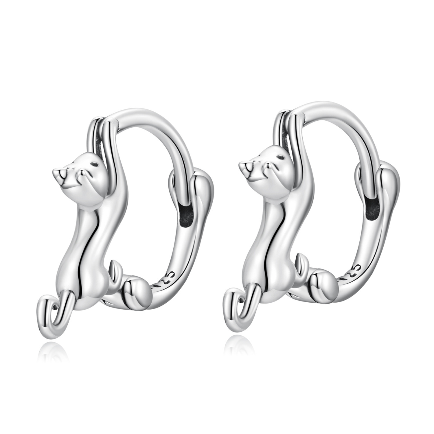 Cercei din argint Silver Climbing Cat