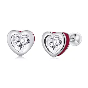 Cercei din argint Small Crystal Hearts