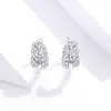 Cercei din argint Sparkling Leaves Hoops picture - 4